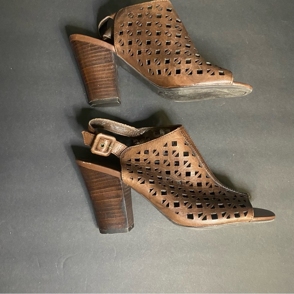 Franco Sarto Brown Cutout Mules - Picture 3 of 11